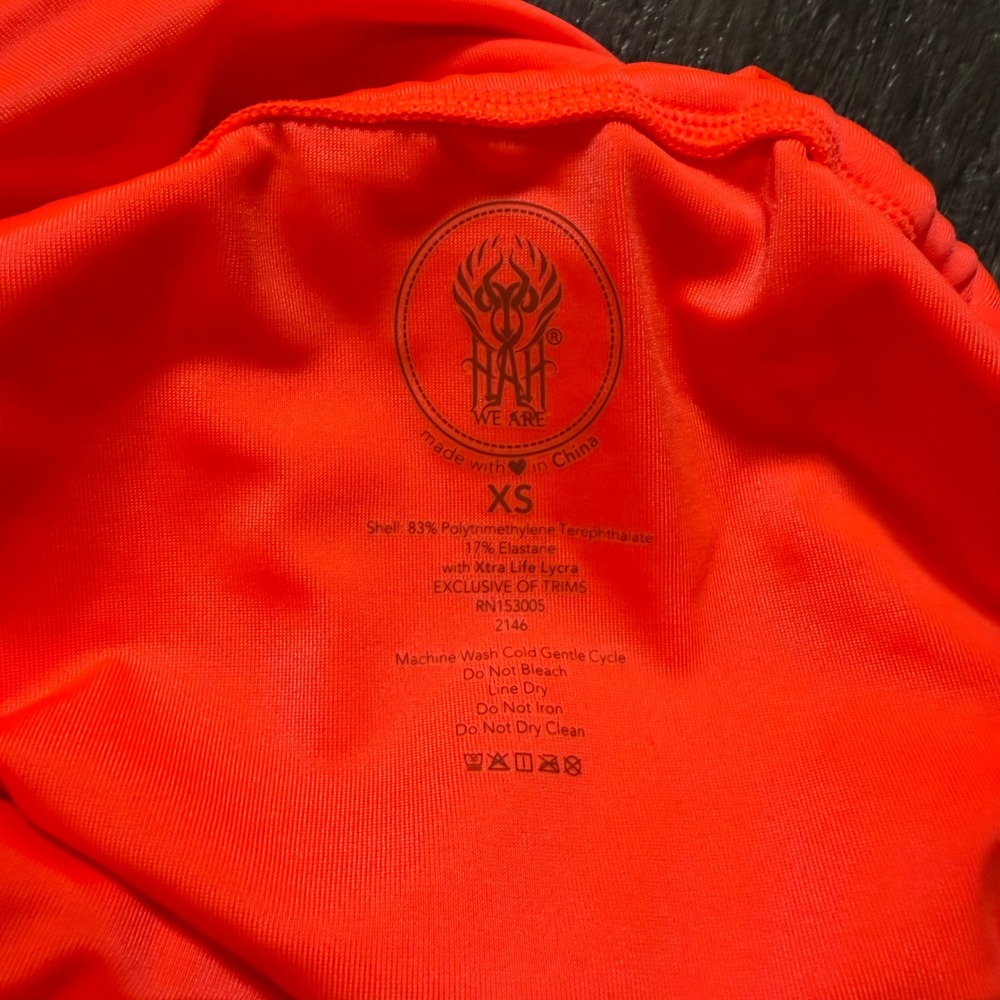 We Are HAH Free People One Piece Swimsuit Womens XS Neon Orange Tie Plunge Neck - Picture 5 of 5